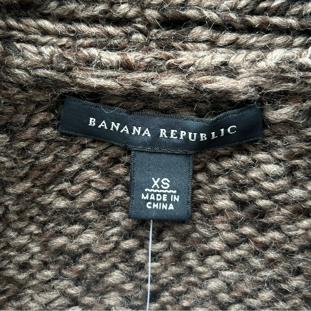 NWT Banana Republic 100% Wool Fair Isle Shawl Collar Belted Cardigan XS - Picture 2 of 11